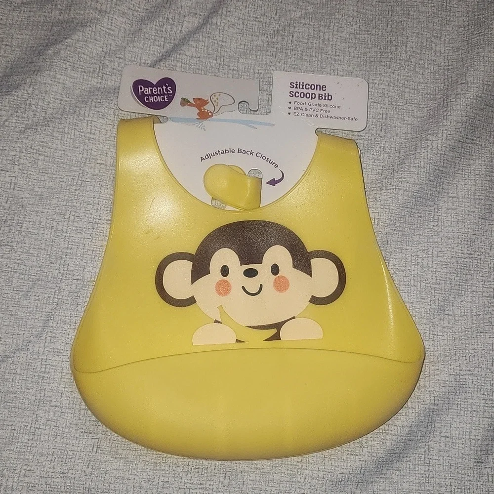 Parent's Choice Monkey Silicone Scoop Bib